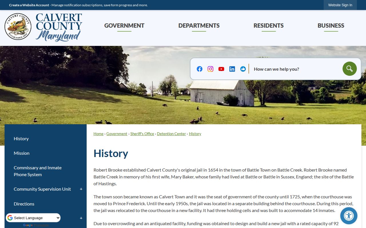 Calvert County Detention Center history and release context
