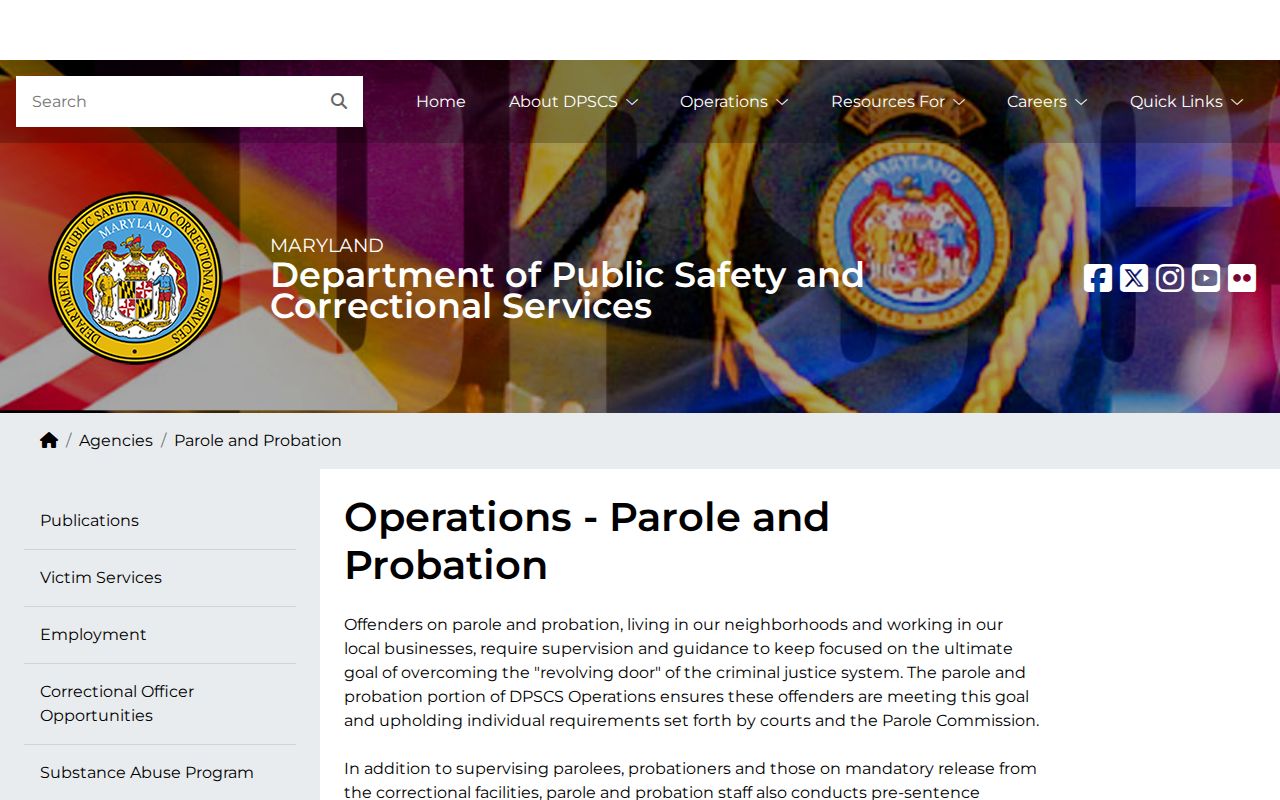 Maryland Division of Parole and Probation context for Calvert County supervision