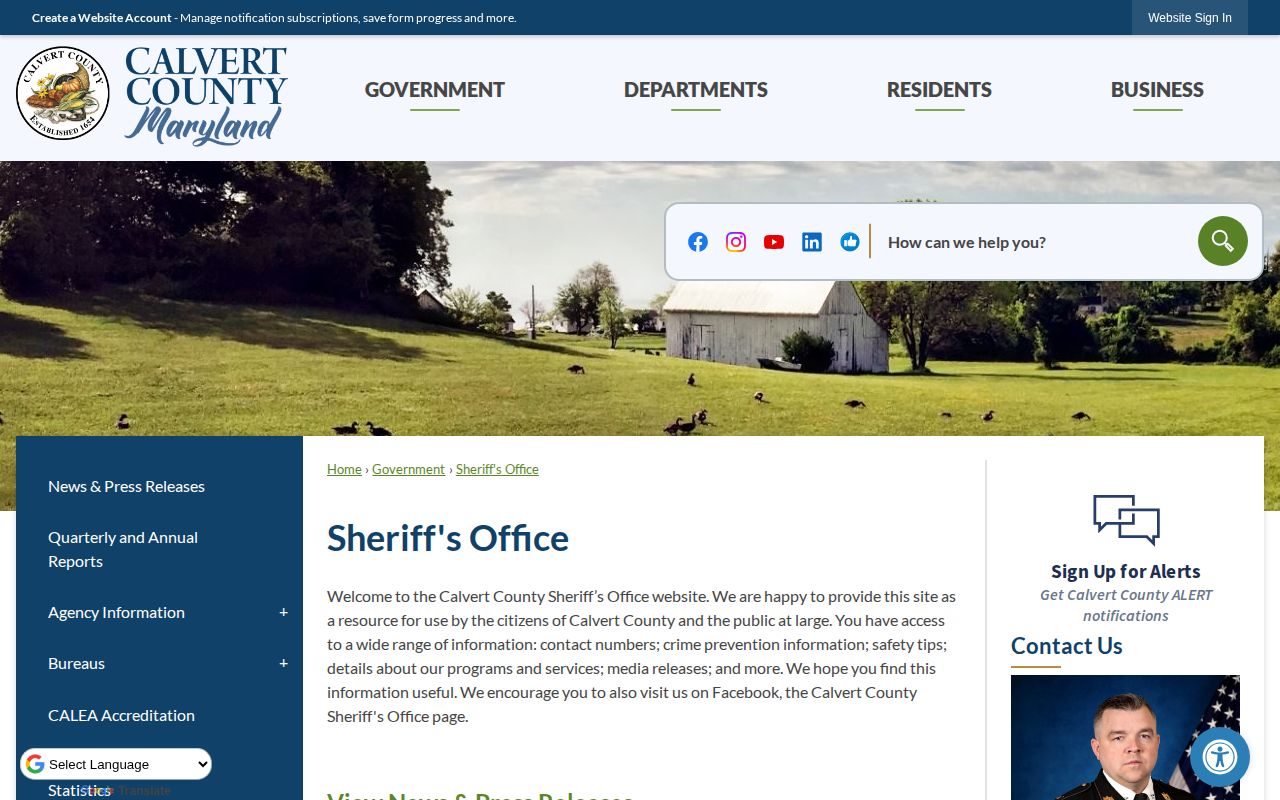 Calvert County Sheriff channels with no official 24-hour release feed located